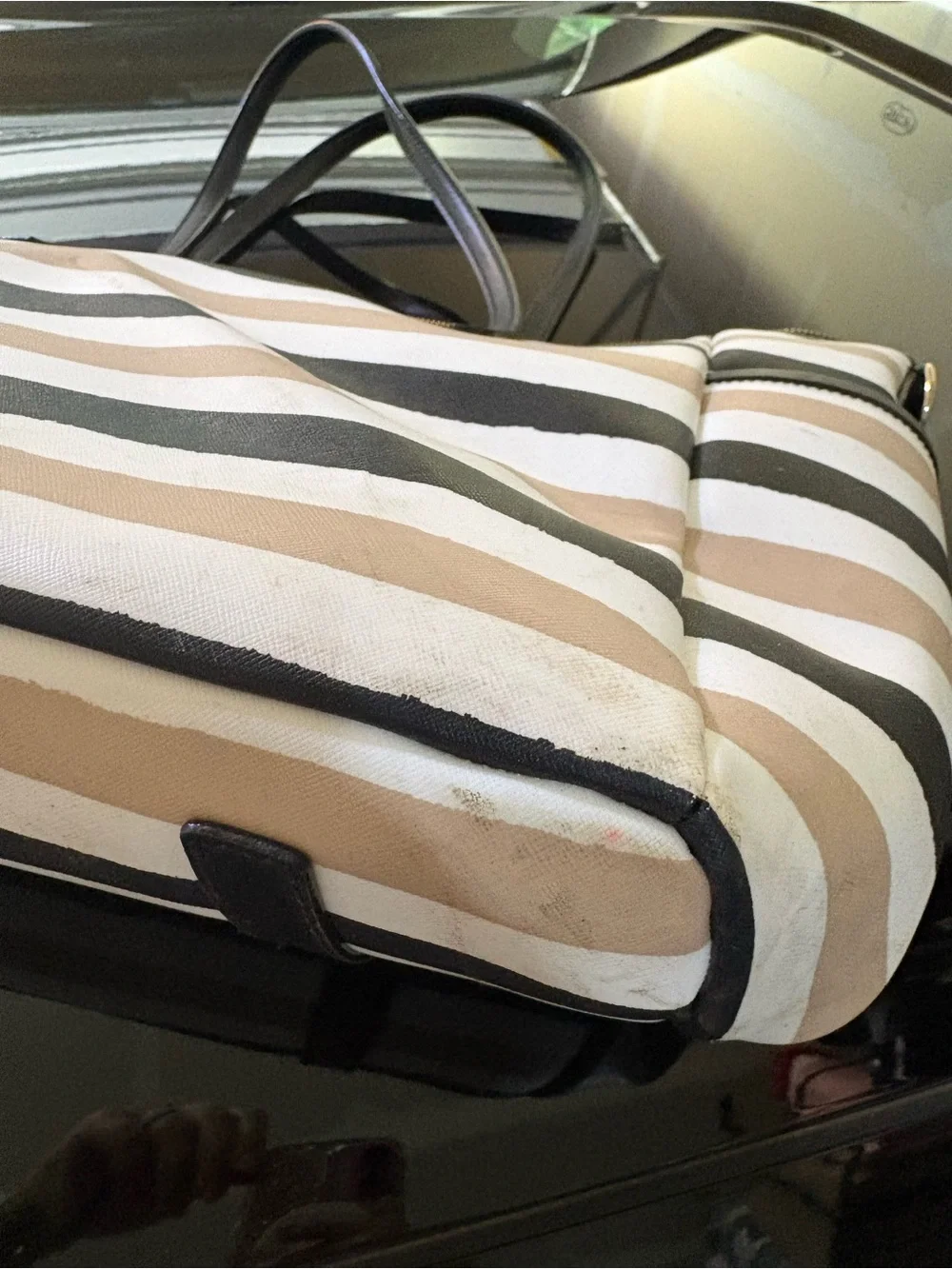 Kate spade striped diaper Bag in Beige, Black & White